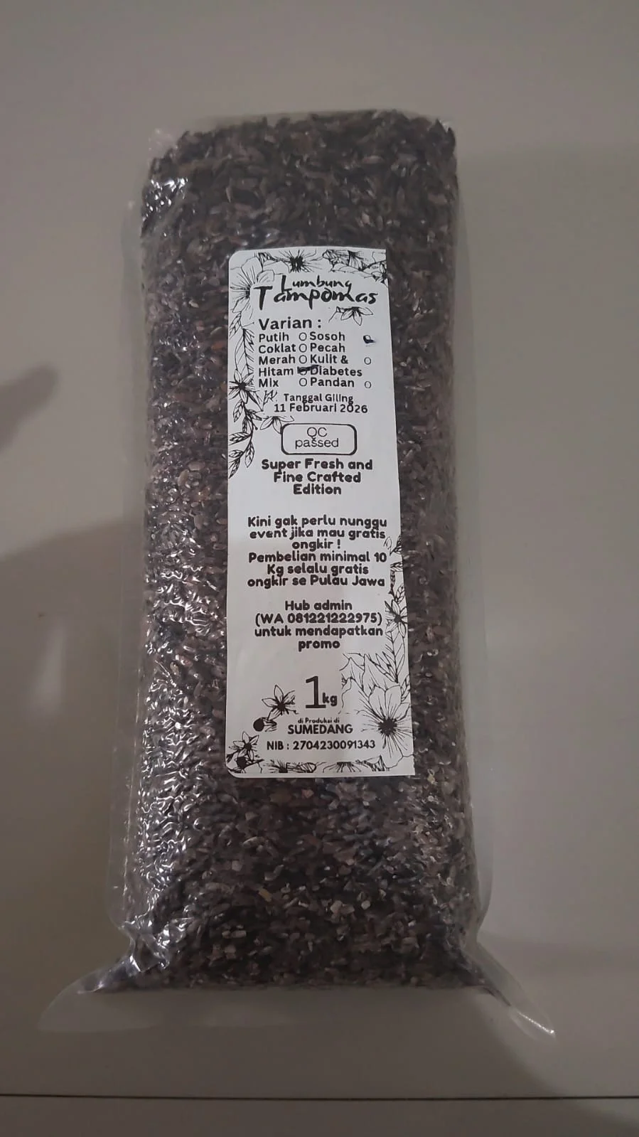 Beras hitam 1kg 35 rb